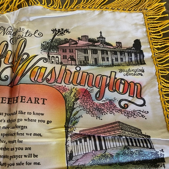 1950’s Fringed Satin Pillow Case “Beautiful Washington” - Picture 5 of 8